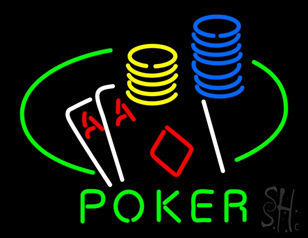 Sign Store N100-5257-clear Poker Double Aces Table And Chips Clear Backing Neon Sign- 31 x 24 x 1 In.