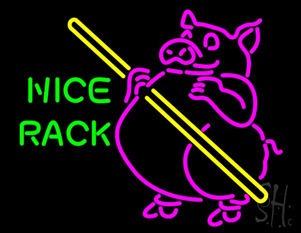 Sign Store N100-5259-clear Pig Pool Nice Rack Clear Backing Neon Sign- 31 x 24 x 1 In.