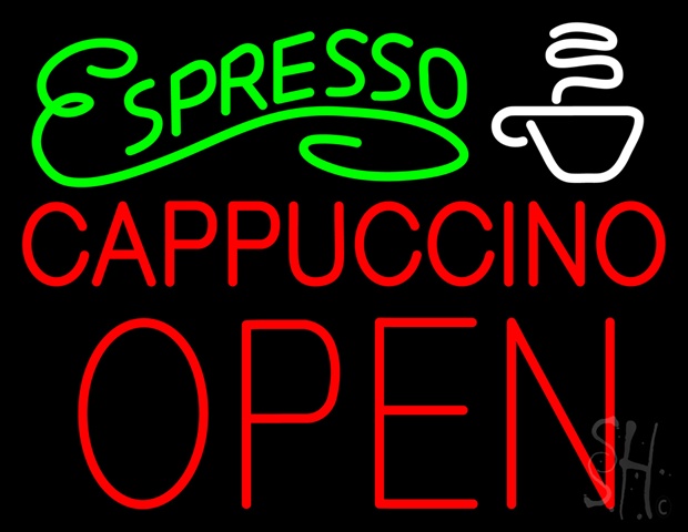 Sign Store N100-5266-clear Espresso Cappuccino Block Open Clear Backing Neon Sign- 31 x 24 x 1 In.