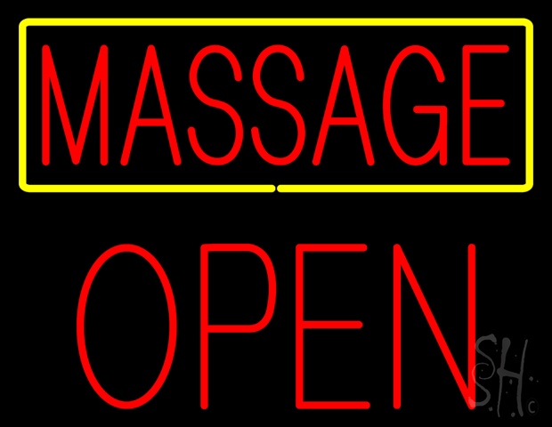 Sign Store N100-5323-clear Red Massage Yellow Border Block Open Clear Backing Neon Sign- 31 x 24 x 1 In.