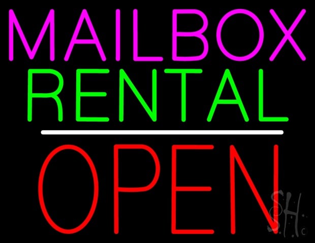 Sign Store N100-5327-clear Mailbox Rental Open Block White Line Clear Backing Neon Sign- 31 x 24 x 1 In.
