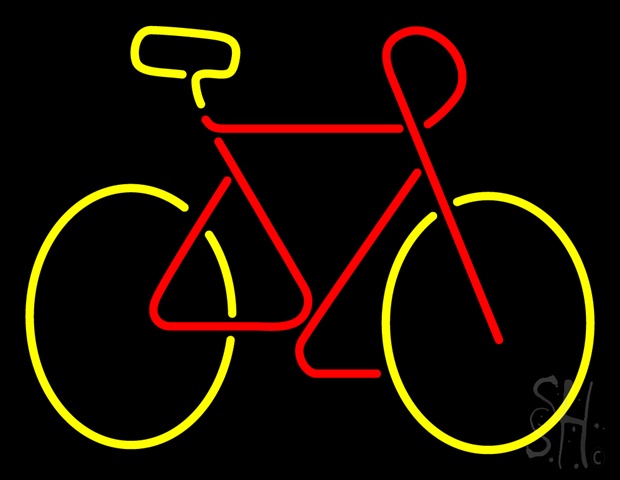 Sign Store N100-5355-clear Bicycle Red Yellow Colored Logo Clear Backing Neon Sign- 31 x 24 x 1 In.