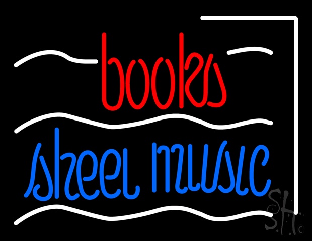 Sign Store N100-5357-clear Books Sheet Music Clear Backing Neon Sign- 31 x 24 x 1 In.