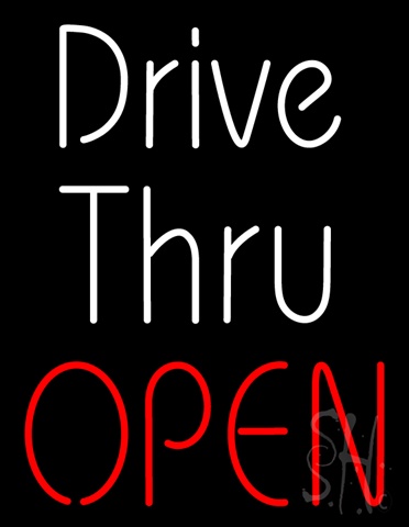 Sign Store N100-5680-clear White Drive Thru Red Open Clear Backing Neon Sign- 24 x 31 x 1 In.