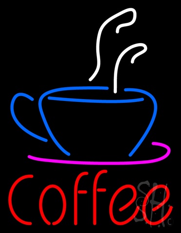 Sign Store N100-5683-clear Red Coffee With Coffee Cup Clear Backing Neon Sign- 24 x 31 x 1 In.