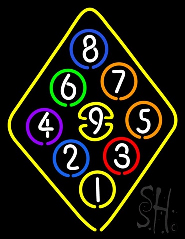 Sign Store N100-5741-clear 9 Ball Rack Pool Clear Backing Neon Sign- 24 x 31 x 1 In.
