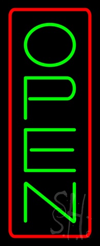 Sign Store N100-5923-clear Open - Vertical Green Letters With Red Border Clear Backing Neon Sign- 13 x 32 x 1 In.