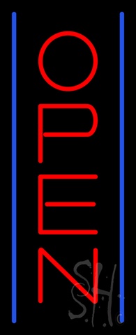 Sign Store N100-5925-clear Open - Vertical Style Clear Backing Neon Sign- 13 x 32 x 1 In.