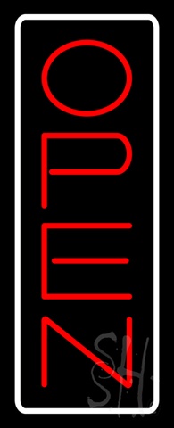 Sign Store N100-5926-clear Open - Vertical Red Letters With White Border Clear Backing Neon Sign- 13 x 32 x 1 In.
