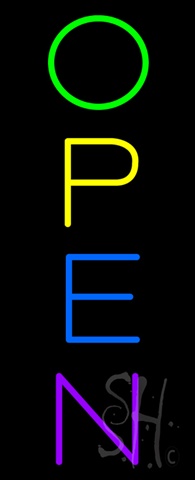 Sign Store N100-5944-clear Vertical Multi Color Open Clear Backing Neon Sign- 13 x 32 x 1 In.