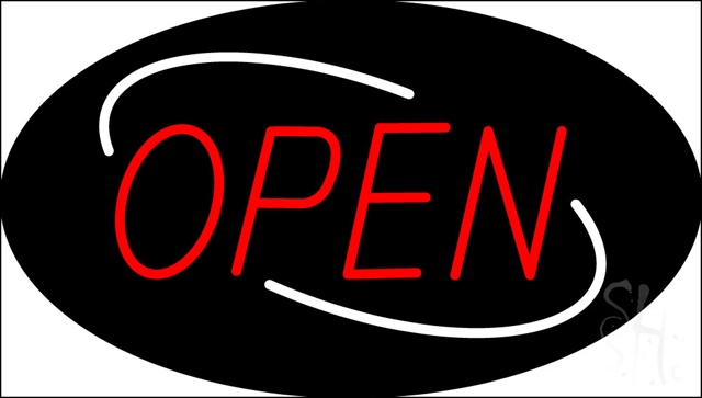 Sign Store N100-5984-clear Open Deco Style Red Letters With White Oval Border Clear Backing Neon Sign- 30 x 17 x 1 In.