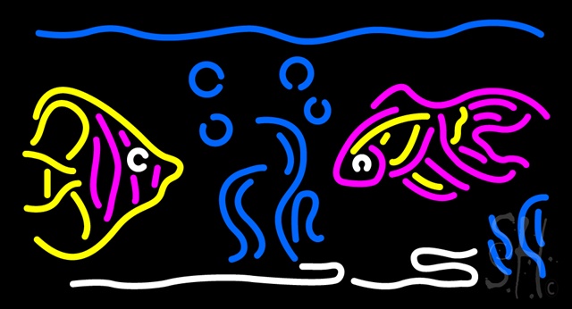Fish Clear Backing Neon Sign- 37 x 20 x 1 In.