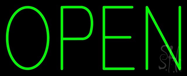Sign Store N100-6338-clear Open Horizontal No Border Green Clear Backing Neon Sign- 32 x 13 x 1 In.
