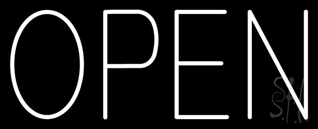 Sign Store N100-6339-clear Open Horizontal No Border White Clear Backing Neon Sign- 32 x 13 x 1 In.