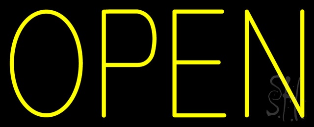 Sign Store N100-6340-clear Open Horizontal No Border Yellow Clear Backing Neon Sign- 32 x 13 x 1 In.
