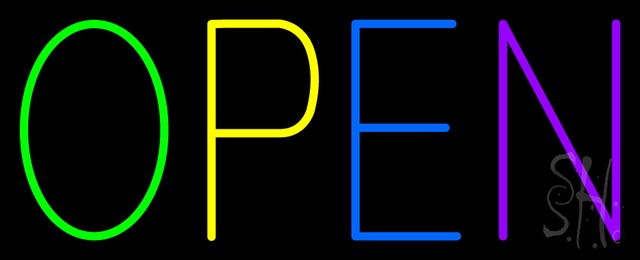 Sign Store N100-6424-clear Open Multi Colors Clear Backing Neon Sign- 32 x 13 x 1 In.