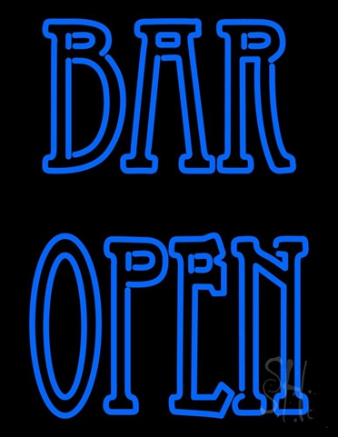 Sign Store N105-0375-clear Blue Bar Open Double Stroke Clear Backing Neon Sign- 24 x 31 x 1 In.