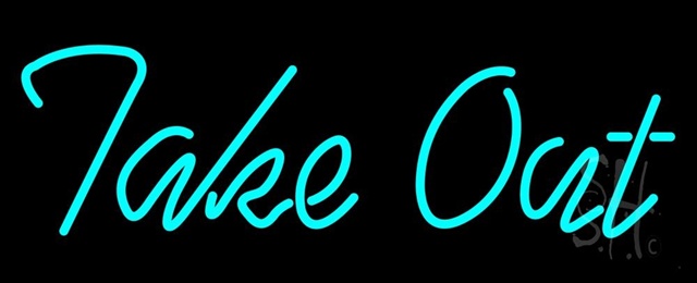 Sign Store N105-0413-clear Cursive Take Out Clear Backing Neon Sign- 32 x 13 x 1 In.