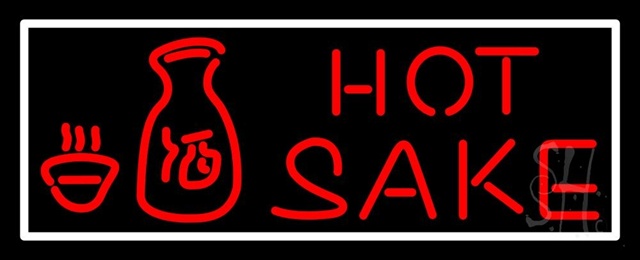 Hot Sake Bar Clear Backing Neon Sign- 32 x 13 x 1 In.