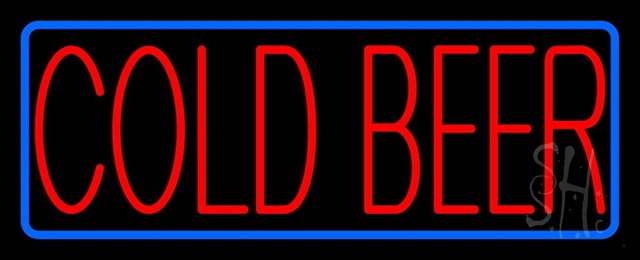 Sign Store N105-0456-clear Red Cold Beer With Blue Border Clear Backing Neon Sign- 32 x 13 x 1 In.