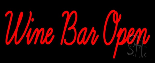 Sign Store N105-0524-clear Cursive Red Wine Bar Open Clear Backing Neon Sign- 32 x 13 x 1 In.