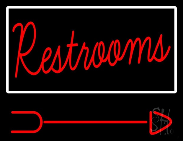Sign Store N105-0525-clear Cursive Restrooms With Arrow Clear Backing Neon Sign- 31 x 24 x 1 In.
