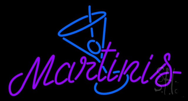 Sign Store N105-0581-clear Martini Glass In Between Martinis Clear Backing Neon Sign- 37 x 20 x 1 In.