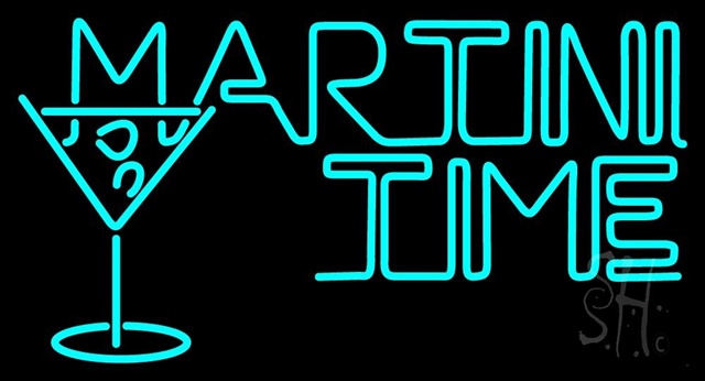 Sign Store N105-0587-clear Martini Time With Martini Glass Clear Backing Neon Sign- 37 x 20 x 1 In.