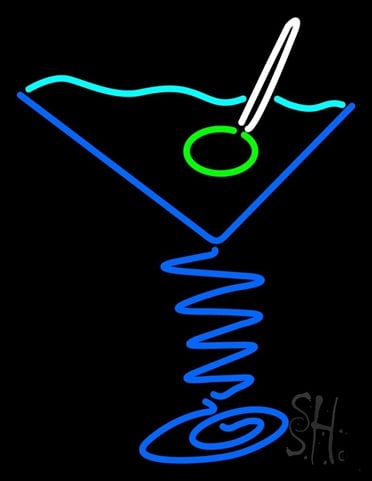 Sign Store N105-0593-clear Multi Colored Martini Glass Clear Backing Neon Sign- 31 x 24 x 1 In.