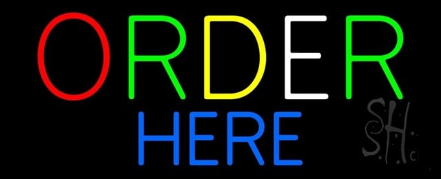 Sign Store N105-0594-clear Multicolored Order Here Clear Backing Neon Sign- 32 x 13 x 1 In.