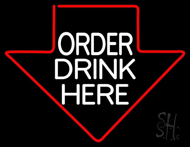 Sign Store N105-0612-clear Order Drinks Here With Arrow Clear Backing Neon Sign- 31 x 24 x 1 In.