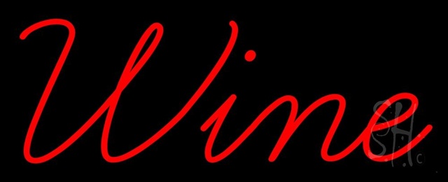 Sign Store N105-0643-clear Red Cursive Wine Clear Backing Neon Sign- 32 x 13 x 1 In.
