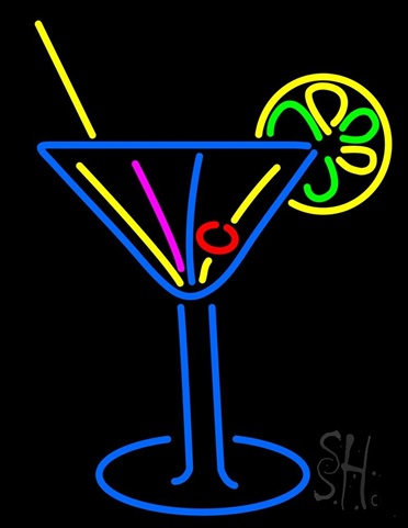 Sign Store N105-0660-clear Stylized Cocktail Or Martini Glass With Lime Slice Clear Backing Neon Sign- 31 x 24 x 1 In.