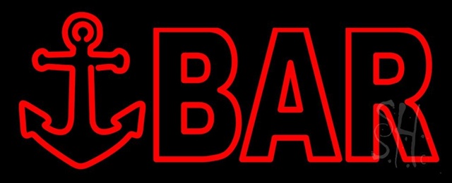 Sign Store N105-0727-clear Double Stroke Red Bar With Anchor Clear Backing Neon Sign- 32 x 13 x 1 In.