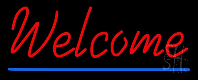 Sign Store N105-0773-clear Red Welcome With Underline Clear Backing Neon Sign- 32 x 13 x 1 In.