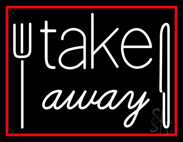 Sign Store N105-0846-clear Take Away With Fork Clear Backing Neon Sign- 31 x 24 x 1 In.