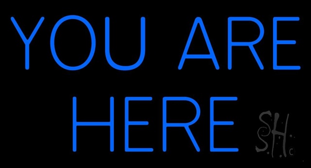 Sign Store N105-0874-clear Blue You Are Here Check In Clear Backing Neon Sign- 37 x 20 x 1 In.