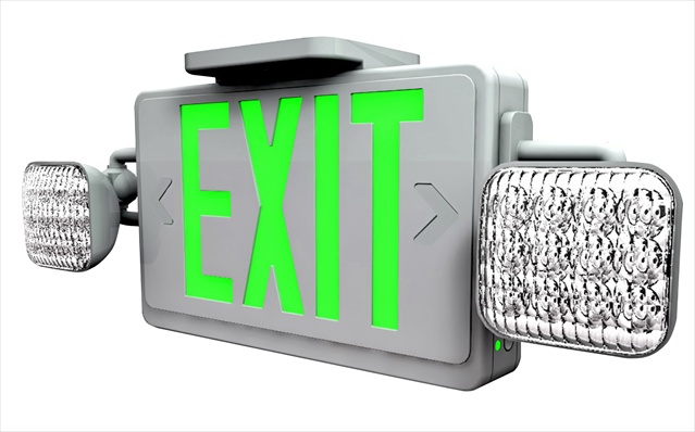 All LED Exit Emergency Light Combo Green Letters