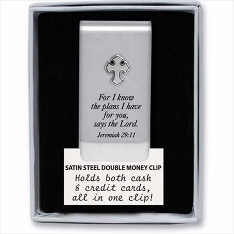 119889 Money Clip Cross For I Know The Plans Silver 2 In.
