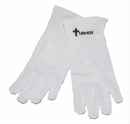 Picture of Swanson Christian Supply 150425 Gloves Usher With Cross White Cotton Med