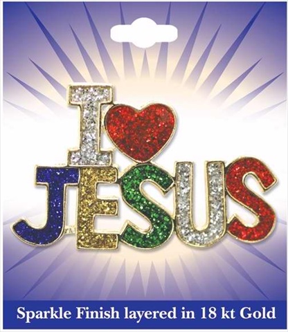 Picture of Dm Merchandising 116587 Pin I Love Jesus Sparkle Carded