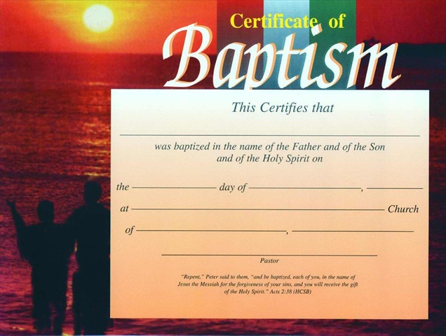 Picture of B & H Publishing Group 465094 Certificate Baptism Sunset 4 Color