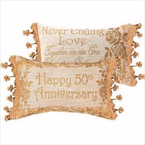 Picture of Manual Woodworkers & Weavers 111606 Pillow Happy 50Th Anniversary Gold 12.5 x 8.5