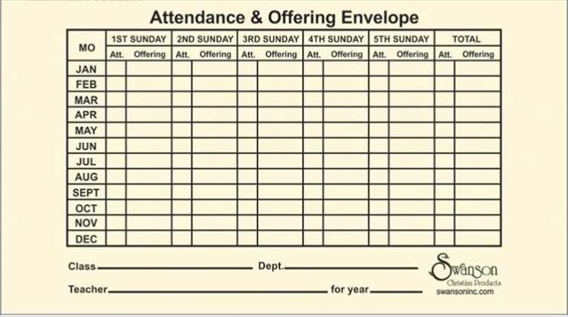 Picture of Swanson Christian Supply 08743X Offering envelope Attendance And Offering 4 x 7