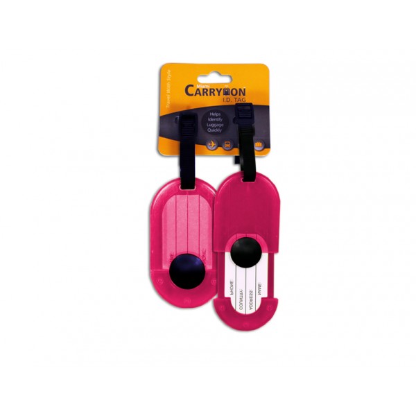 Water Resistant Ps Luggage Tags Hot Pink - 2 Pack