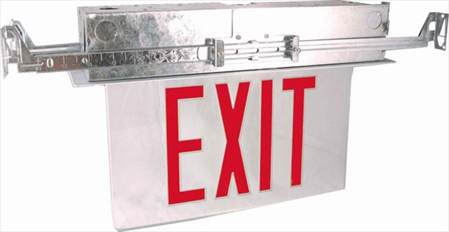 Recessed Exit Lighting Double Face Red Letters Aluminum Housing