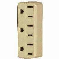 1147V-BOX 3 Outlet 3 Wire Ground Adapter - Ivory
