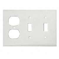 Picture of Cooper Wiring 2158W-BOX 3 - Gang Toggle & Duplex Receptacle Plate- White