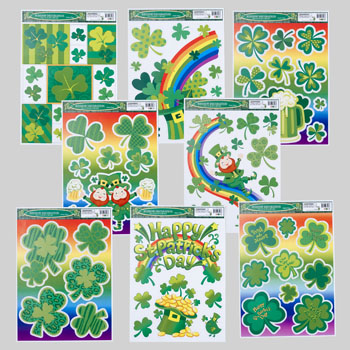 Picture of RGP G86008 Window Clings St.Patricks 8 Assorted All Glitter Styles&#44; Pack Of 96
