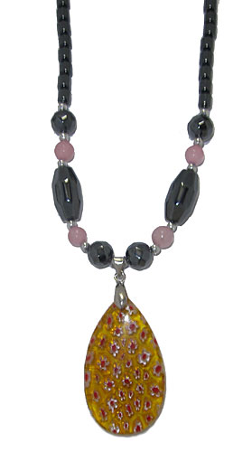 Semi Precious Stone Necklace in Hematite